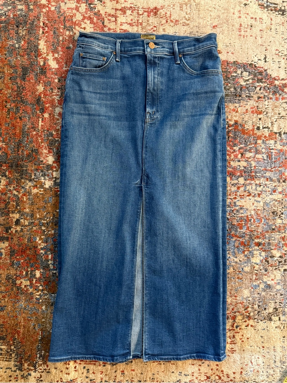 MOTHER Reverse Pencil Pusher Denim Skirt
